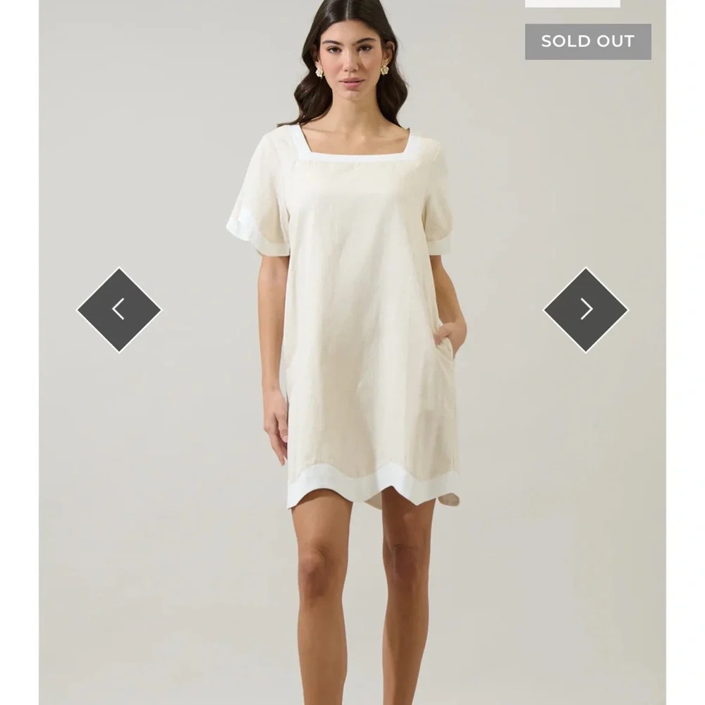 Sugarlips Gizelle Scallop Shift Mini Dress Sz XL In Natural NWT | Mini Dress - - Picture 4 of 11